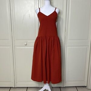 NORDSTROM RACK Women's Red Persimmon Strappy A-line Dress Midi Size L Summer 23